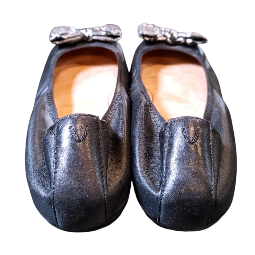 Vionic Black Leather Snakeskin Bow Slip On Ballet Flats Womens Size 9 - Picture 5 of 8